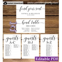 Rustic seating chart cards template printable,seating chart alphabetical, (51)